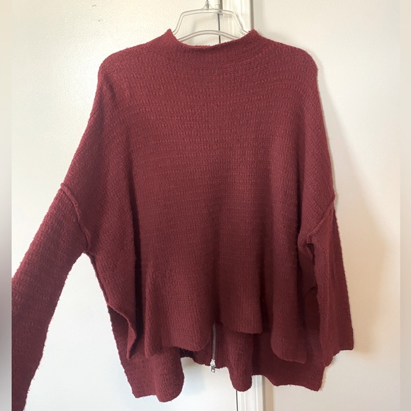 Altar'd State red oversized crewneck sweater zipper back size women's small - Picture 1 of 7